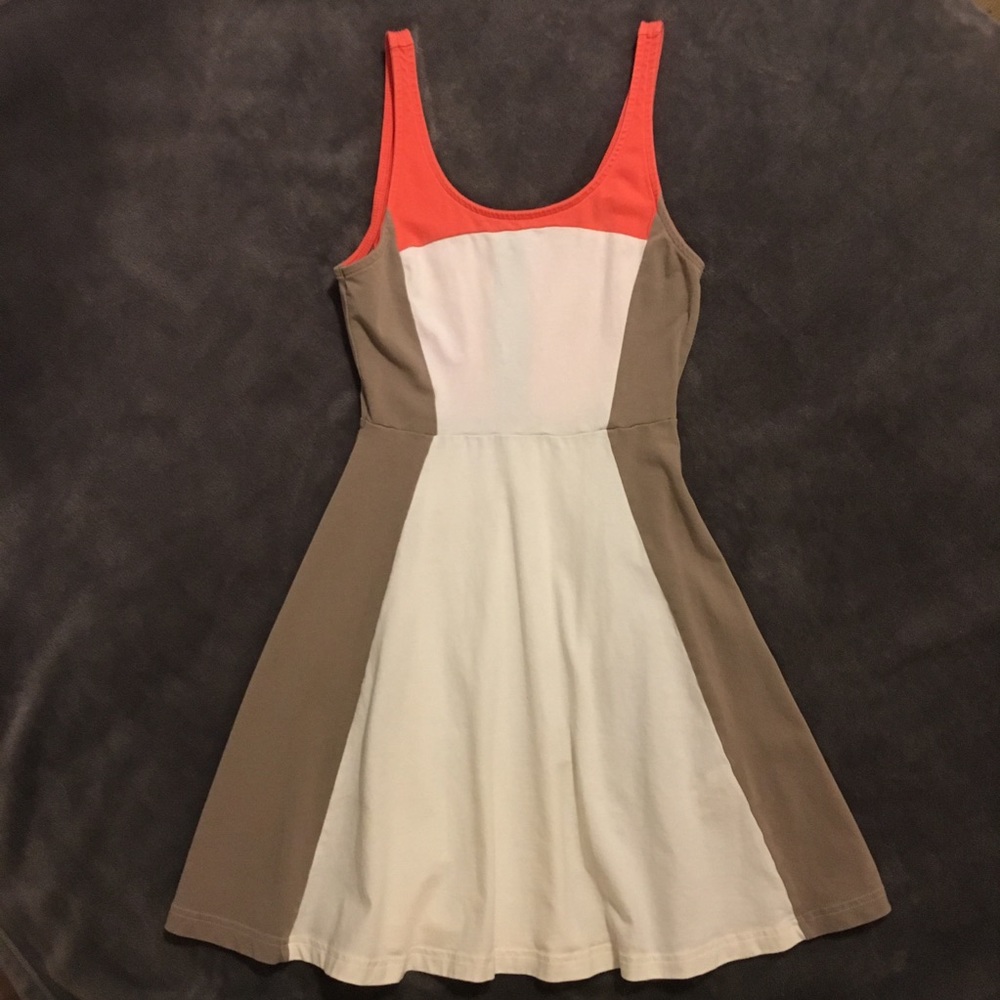 Express Coral/Cream/Tan Sundress